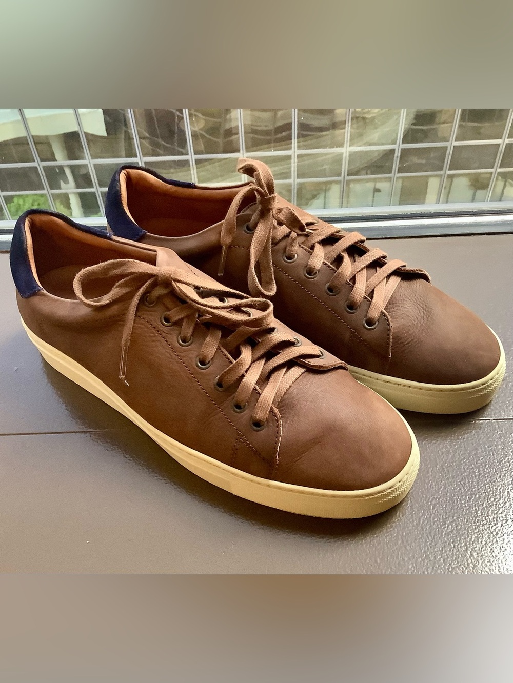 Peter Millar Vintage Lite Casual Shoes Sneaker Leather Brown - Men's Sz 12 - EUC